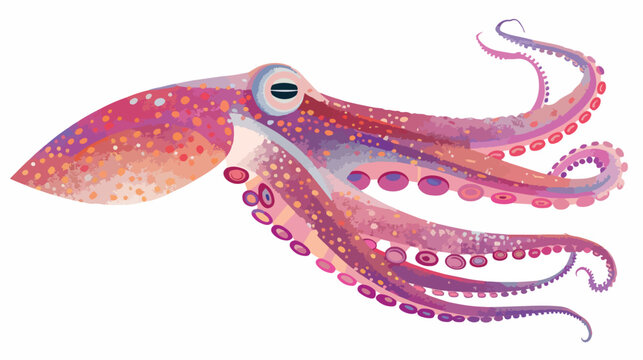 Vector image Illustration of squid Flat vector 