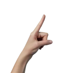 Foto op Plexiglas 人差し指で何かを指している手。もしくは勝利を表す手。透過背景 © tsuyoi_usagi