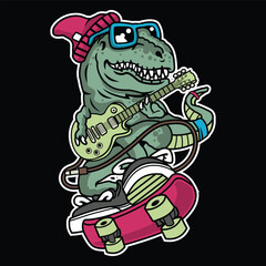 Dinosaurus Playing Skeatboard illustration
