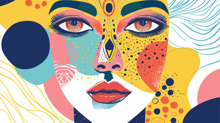 Woman portrait with third Eye in modern abstract style