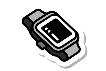 a single sticker, Smartwatch Illustration Vector vector style.
