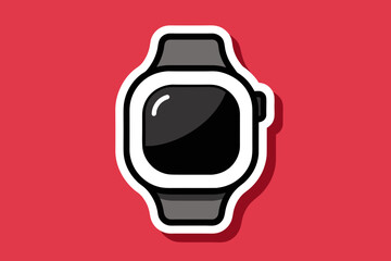 a single sticker, Smartwatch Illustration Vector vector style.