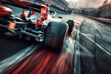 Foto op Canvas Formula 1 car racing on the circuit track while driving at high speed and accelerating at full power AIG44 © Summit Art Creations