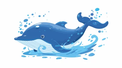 Zelfklevend Fotobehang Blue cartoon whale with fountain. Isolated vector © Mishab