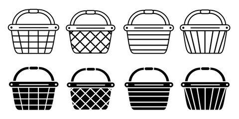 Basket. Vector collection of basket icon illustrations. Black icon design.