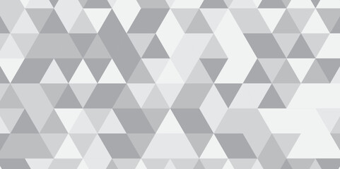 Abstract geometric white and gray background seamless mosaic and low polygon triangle texture wallpaper. Triangle shape retro wall grid pattern geometric ornament tile vector square element.