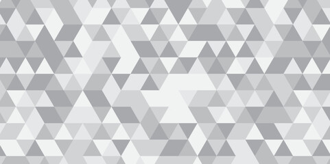 Abstract geometric white and gray background seamless mosaic and low polygon triangle texture wallpaper. Triangle shape retro wall grid pattern geometric ornament tile vector square element.