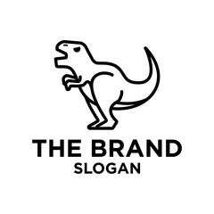 T-rex simple line icon logo vector design, modern logo pictogram design of tyrannosaurus head mascot