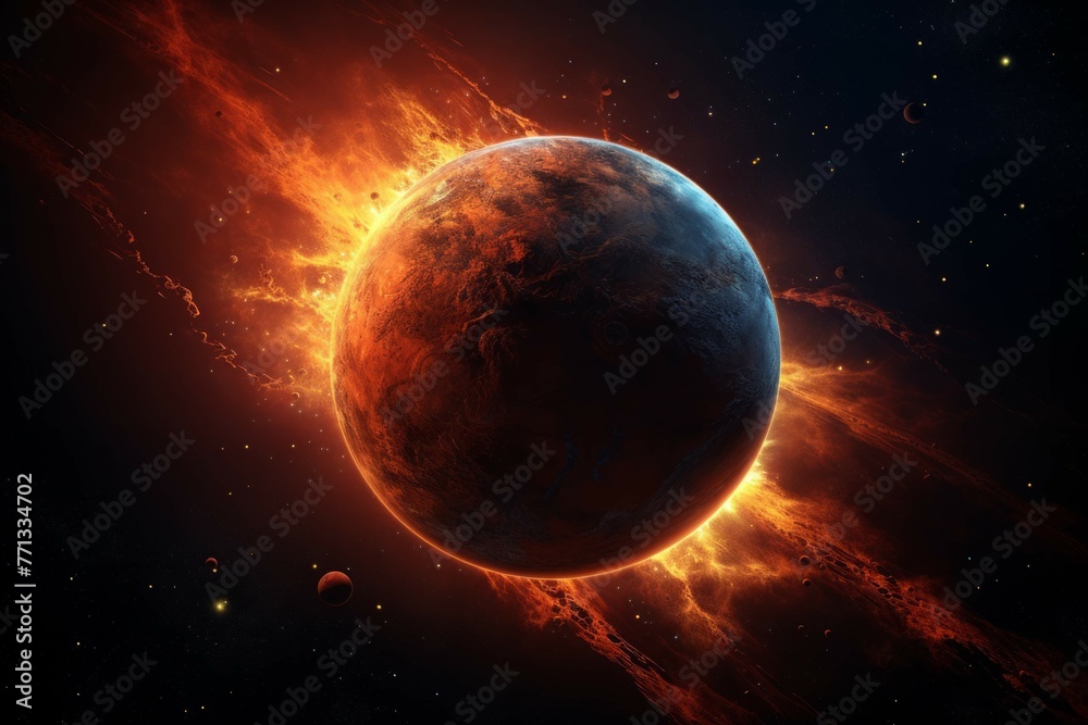 Canvas Prints exoplanet in a binary star system with colorful nebula