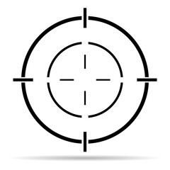 Crosshair army target shadow icon, hunting cross sign mark, graphic vector illustration