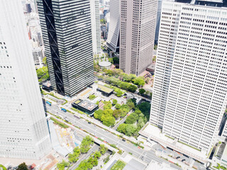 Skyscraper district in Tokyo, Japan. - 771336510