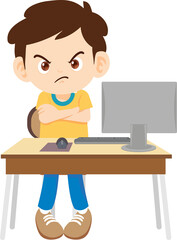 children using computer on desk