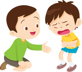 Comforting sad children with friend