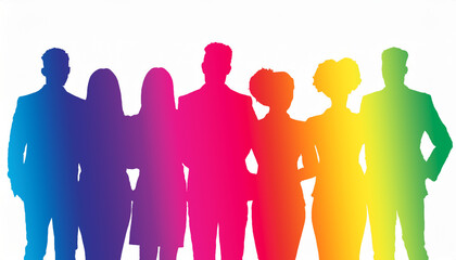People in a silhouette mask with rainbow colors illustrating diversity