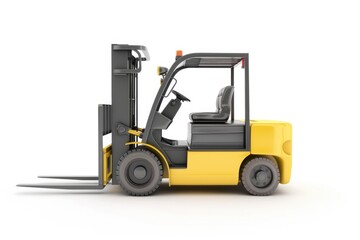 Fototapeta na wymiar Forklift Truck on Isolated White Background. Heavy Equipment Machine for Industrial Transportation and Cargo Storage