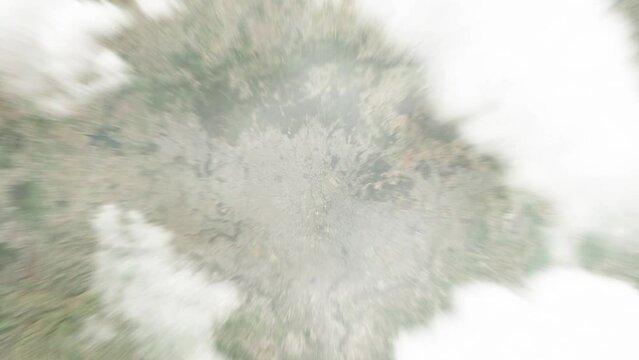 Earth zoom in from space to Addis Ababa, Ethiopia. Followed by zoom out through clouds and atmosphere into space. Satellite view. Travel intro. Images from NASA