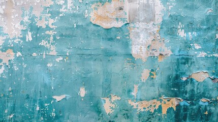 Unfinished Blue Painted Wall Background with Abstract Grunge Texture and Paint Frame