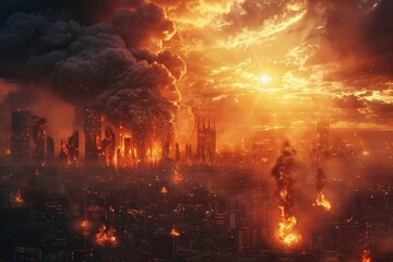 Destruction and purification of the planet earth with fire the end of the world Revelation Apocalypse, Generative AI