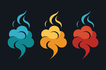 Smoke icon vector set. Steam symbol illustration on flat background