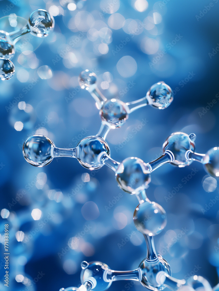 Wall mural abstract wallpaper with water molecules under a microscope