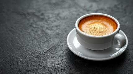 Fototapeta premium Cup of coffee on table on background.