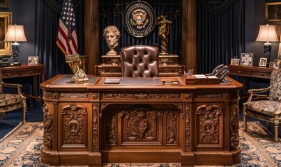 Secretary desk of the office of the president of the United States of America presidential room, Generative AI