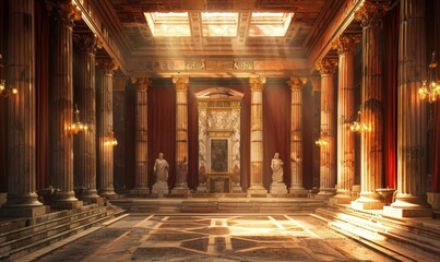 Background of the interior of a worship temple in the time of Jesus in the time of the Roman Empire, Generative AI - obrazy, fototapety, plakaty