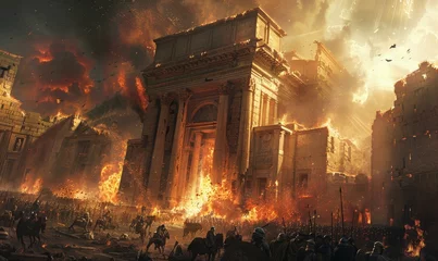Fototapeten Destruction of the Jerusalem temple by the Roman Empire, Generative AI © Just Bella