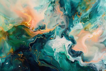 : An abstract artwork with a calming mix of cool and warm colors