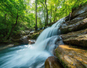 The natural wonder of cascading waterfalls, tranquil streams