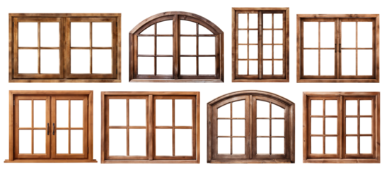 Set of wooden windows, cut out
