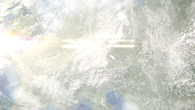 Zoom in from space and focus on Roth, Germany. 3D Animation. Background for travel intro. Elements of this image furnished by NASA	