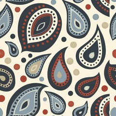 Modern Paisley seamless pattern blending classic shapes with contemporary color palettes. Seamless Pattern, Fabric Pattern, Tumbler wrap, Mug Wrap.