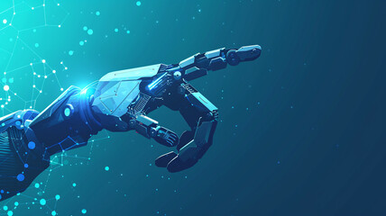 AI-generated technology concept, hand-mocked robot with technology background, vector illustration.