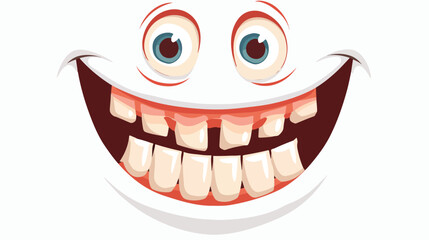 Crazy smile face flat vector isolated on white background