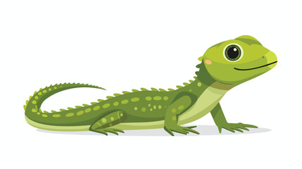 Cute Cartoon green lizard posing isolated on white background