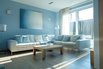 Naklejka na ściany i meble Modern Minimalist Modern style house interior and living room Color Therapy.
