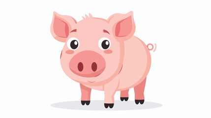Obraz na płótnie Canvas Cute pig cartoon flat vector isolated on white background