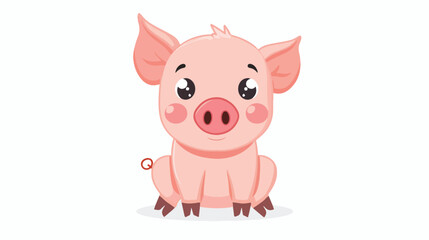 Cute pig cartoon flat vector isolated on white background