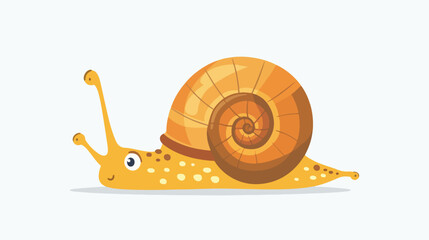 Cute snail isolated on white background flat vector isolated
