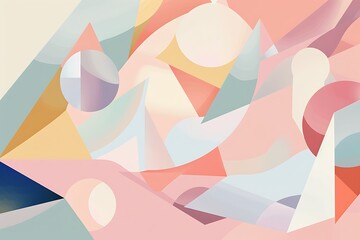 : Geometric abstract shapes in a pastel color palette