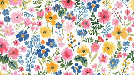 Elegant floral pattern in hand draw flowers. Liberty