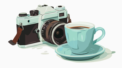 Fathers day cup coffee and camera vector illustration