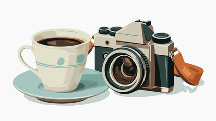 Fathers day cup coffee and camera vector illustration