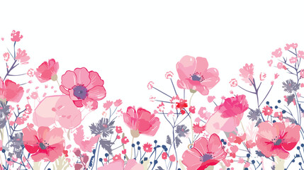 Floral border background - pink flower border flat vector