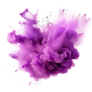 purple powder explosion burst isolated on transparent background