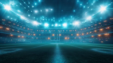 Foto op Canvas Football field with green grass and lights abstract football or football background illustration background advertising background advertising background 3d background © atitaph