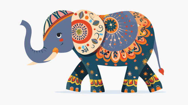 Fun elephant flat vector isolated on white background