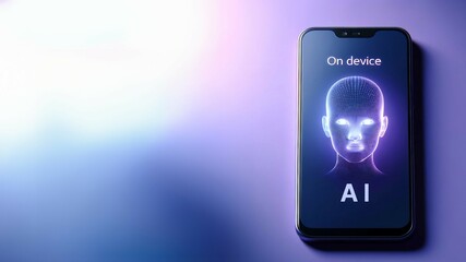 Fototapeta premium Smartphone Displaying Digital Face AI Concept