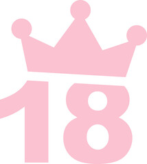 18th birthday party pink clip art icon isolated